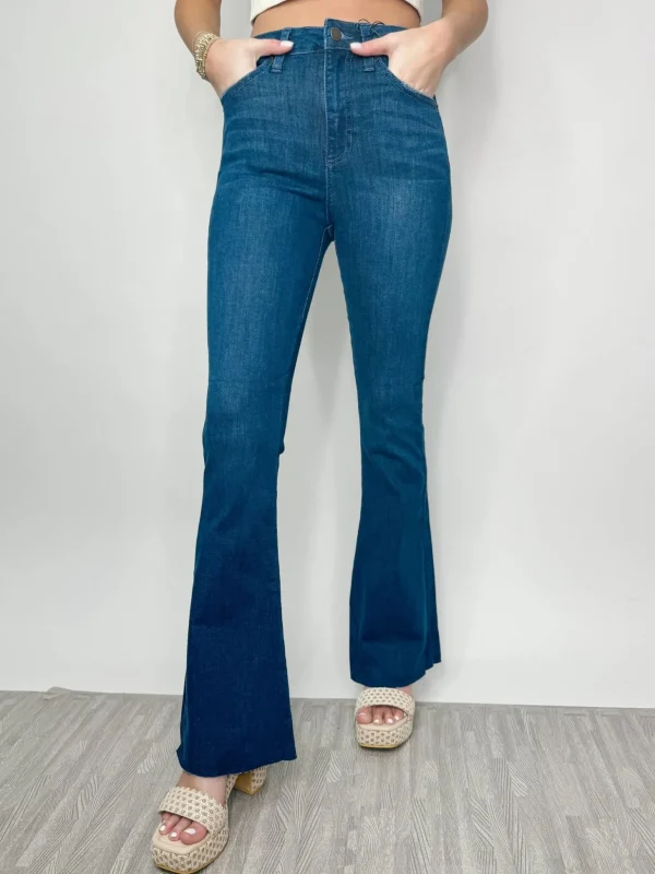 Allie Lynn's Boutique Pants<Hr Scissor Cut Bell Bottom "Dark Denim"