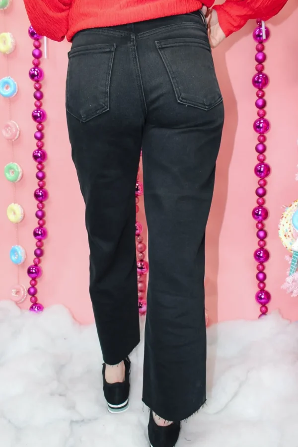 Allie Lynn's Boutique Pants<Hr Utility Wide Leg Jeans "Washed Black"