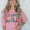 Allie Lynn's Boutique Sweaters/Jackets<It'S My Birthday" Sweater Top "Pink"