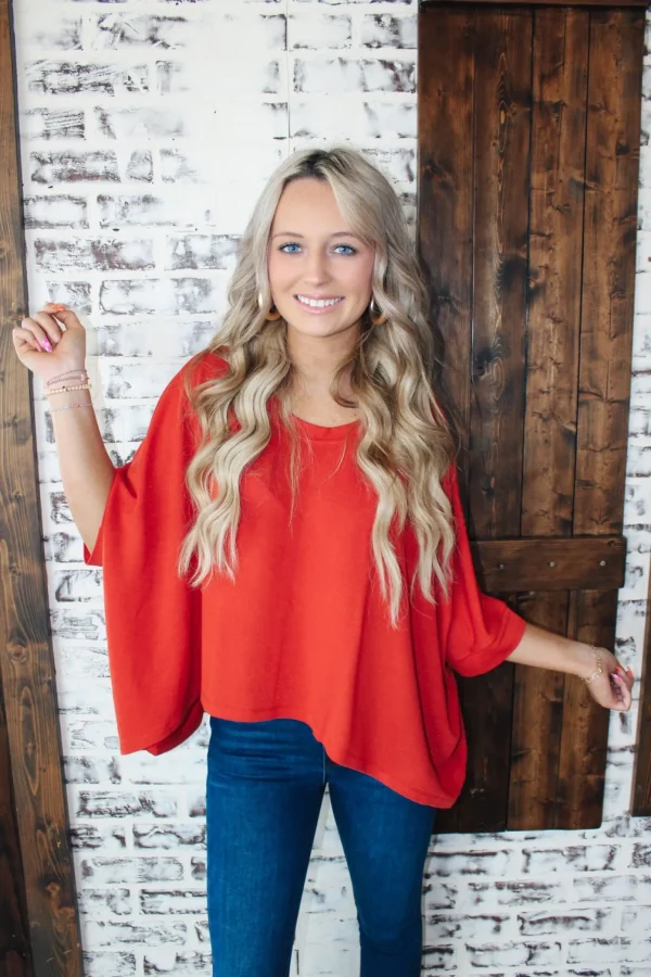 Allie Lynn's Boutique Solid Tops<Kendra Top "Rust"