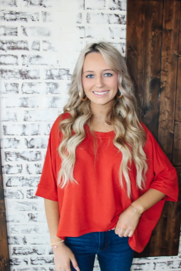 Allie Lynn's Boutique Solid Tops<Kendra Top "Rust"