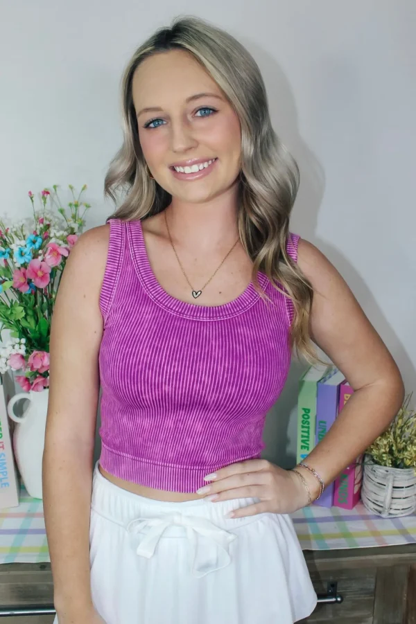 Allie Lynn's Boutique Spring Break Edit<Knit Cropped Tank Top "Light Plum"