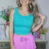 Allie Lynn's Boutique Spring Break Edit<Knit Cropped Tank Top "Light Teal"