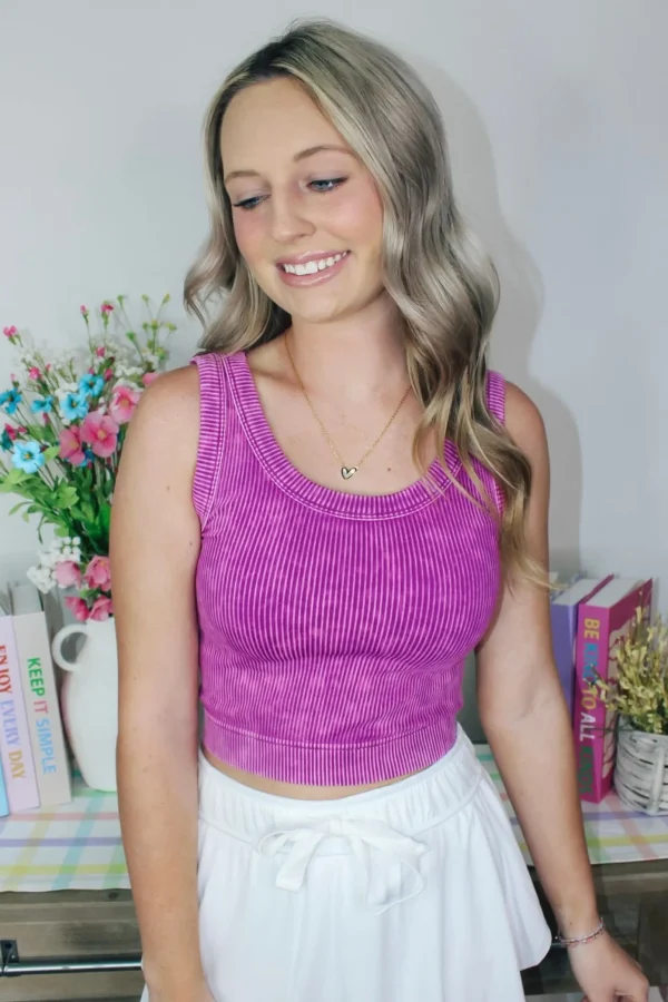 Allie Lynn's Boutique Spring Break Edit<Knit Cropped Tank Top "Light Plum"