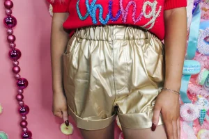 Allie Lynn's Boutique Shorts/Skirts<Leather Holiday Shorts "Gold"