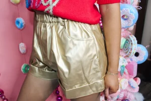 Allie Lynn's Boutique Shorts/Skirts<Leather Holiday Shorts "Gold"