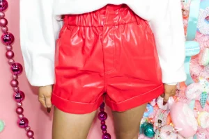 Allie Lynn's Boutique Shorts/Skirts<Leather Holiday Shorts "Red"