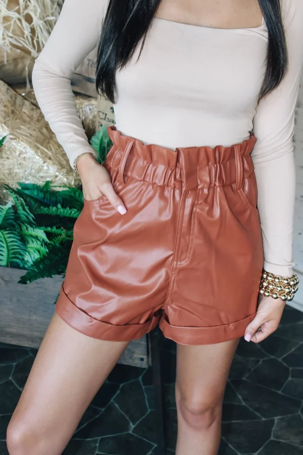 Allie Lynn's Boutique Shorts/Skirts<Leather Holiday Shorts "Rust"