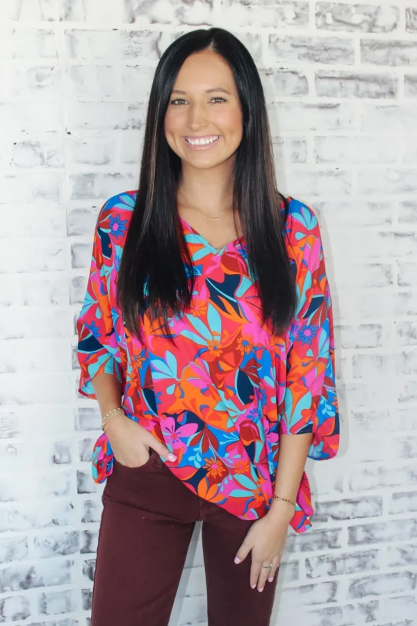 Allie Lynn's Boutique Printed Tops<Let It Bloom Oversized Top