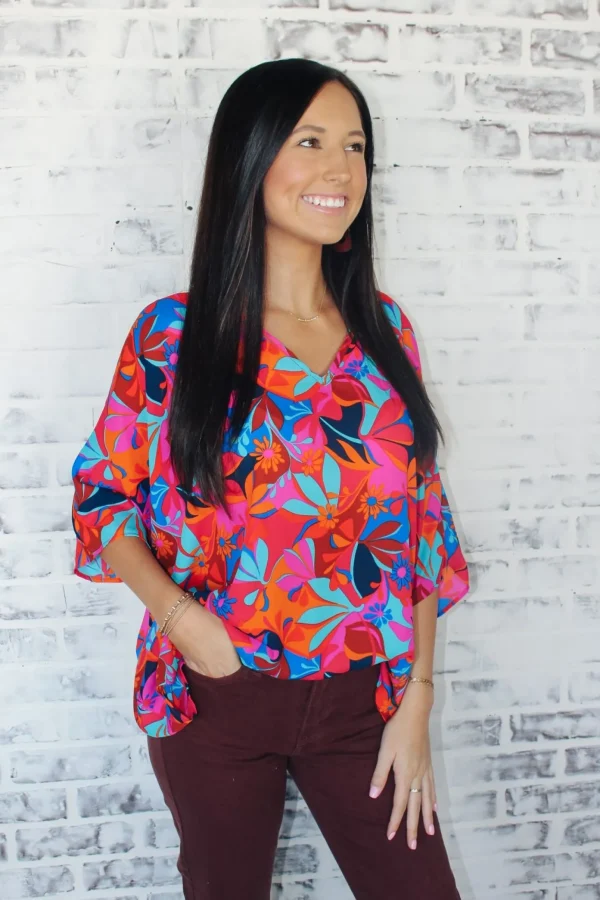 Allie Lynn's Boutique Printed Tops<Let It Bloom Oversized Top