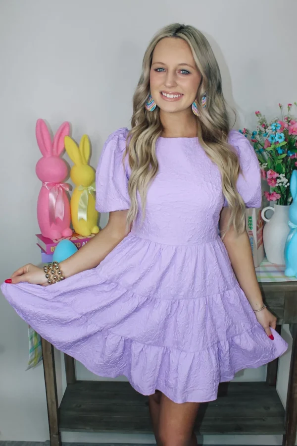 Allie Lynn's Boutique Solid Dresses<Lilac Textured Dress