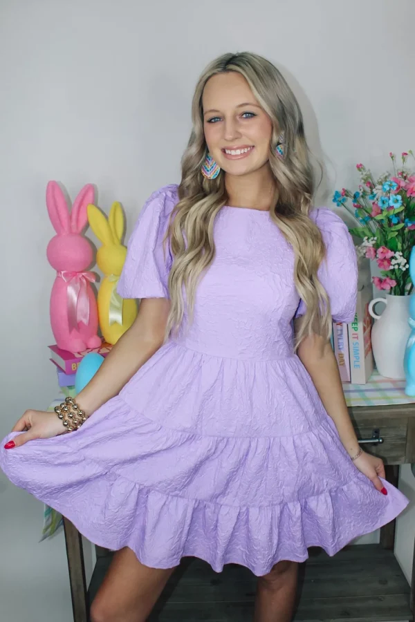 Allie Lynn's Boutique In Full Bloom<Lilac Textured Dress