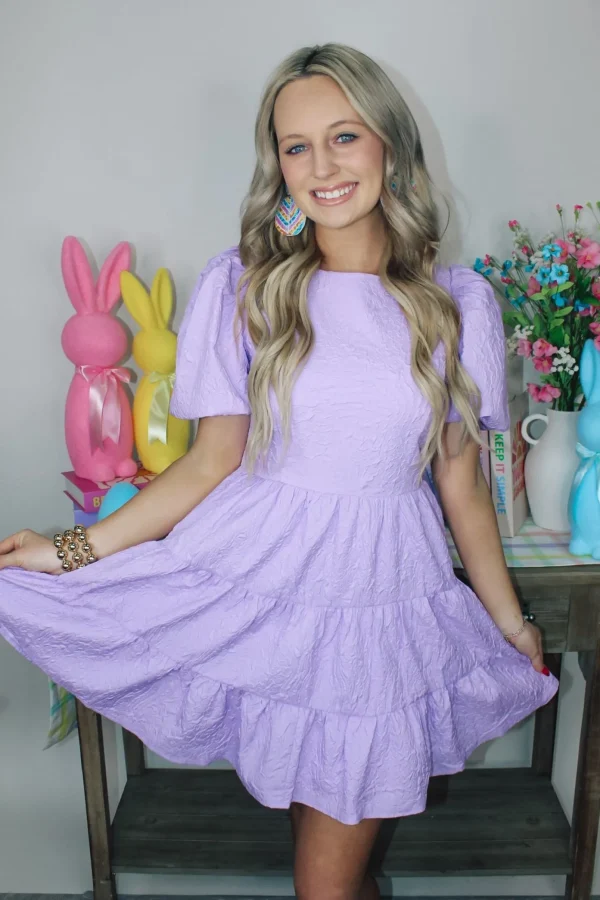 Allie Lynn's Boutique In Full Bloom<Lilac Textured Dress