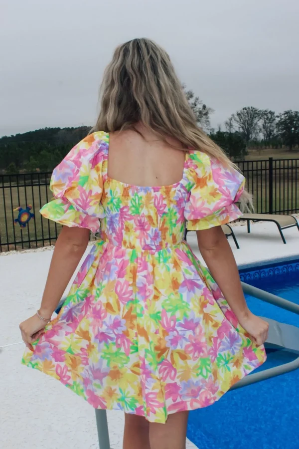 Allie Lynn's Boutique Printed Dresses<Lime Orange Sweetheart Neckline Dress