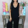 Allie Lynn's Boutique Rompers/Sets<Linen Wide Leg Jumpsuit "Black"