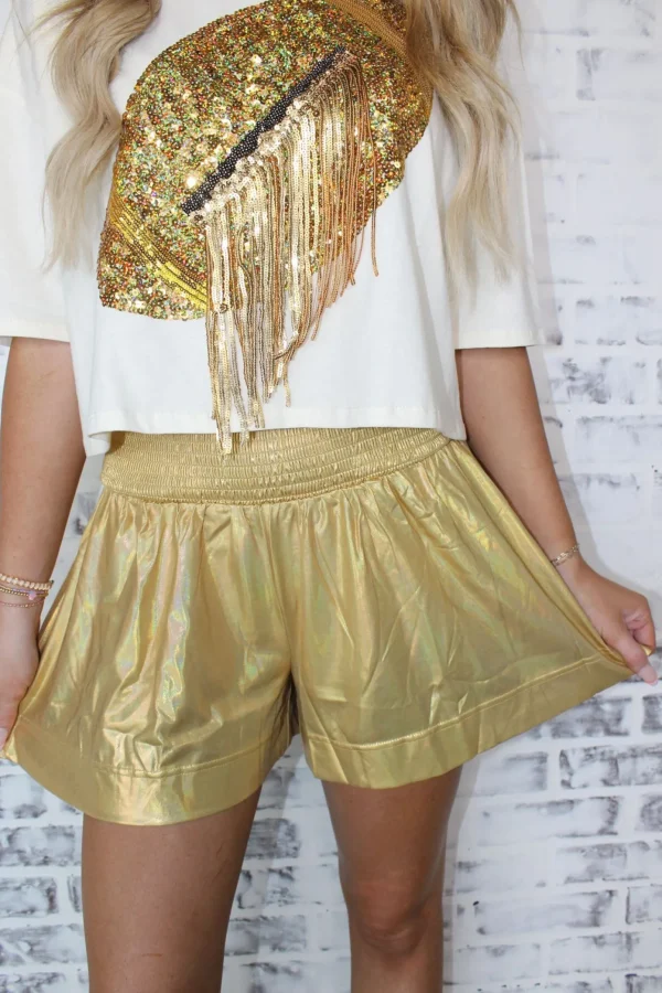 Allie Lynn's Boutique Shorts/Skirts<Metallic Shorts "Gold"