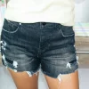 Allie Lynn's Boutique Spring Break Edit<Mid Rise Patched Denim Shorts "Black"