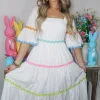 Allie Lynn's Boutique Maxi/Midi Dresses<Multi Ric Rac Dress "Off White"