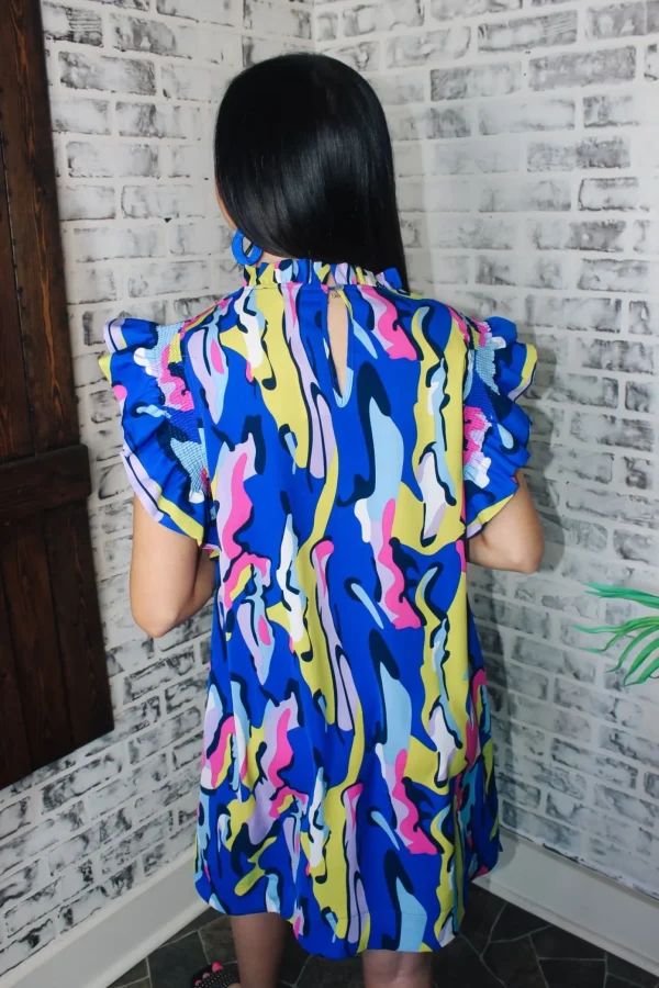 Allie Lynn's Boutique Printed Dresses<Nellie Abstract Mix Dress "Royal"