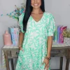 Allie Lynn's Boutique Printed Dresses<Neon Mint Mini Dress