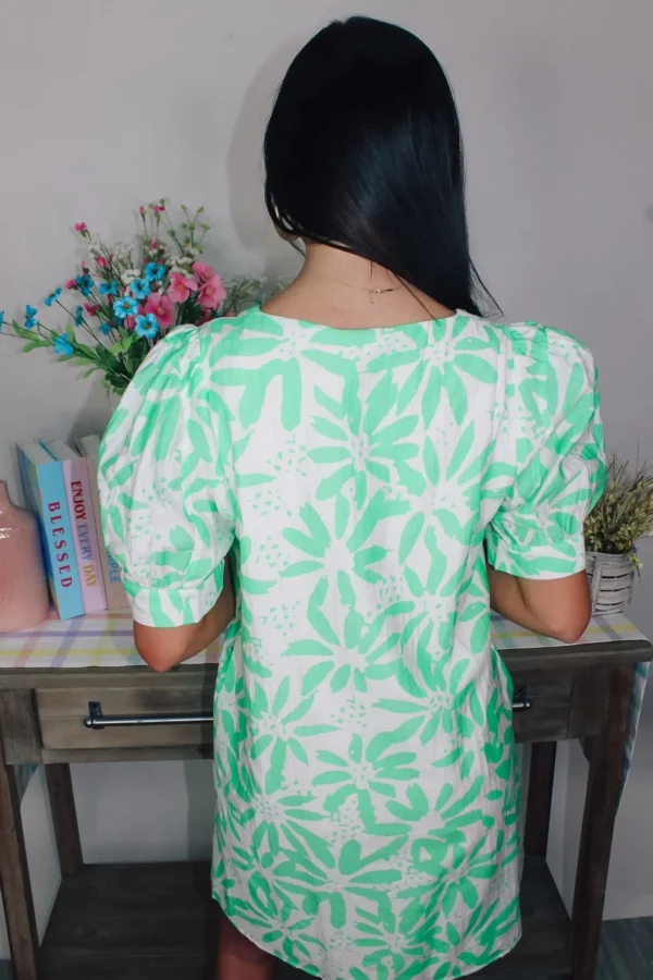 Allie Lynn's Boutique Printed Dresses<Neon Mint Mini Dress