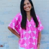 Allie Lynn's Boutique Printed Tops<On The Dot Top "Pink"