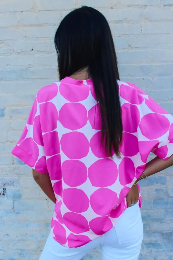 Allie Lynn's Boutique Printed Tops<On The Dot Top "Pink"