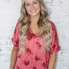 Allie Lynn's Boutique Printed Tops<On The Prowl Cuff Sleeve Top