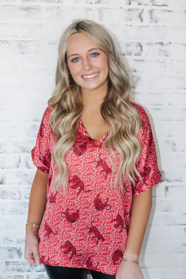 Allie Lynn's Boutique Printed Tops<On The Prowl Cuff Sleeve Top