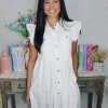 Allie Lynn's Boutique Solid Dresses<On The Town Button Down Dress