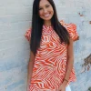 Allie Lynn's Boutique Printed Tops<Orange Zebra Top