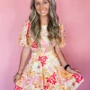 Allie Lynn's Boutique Printed Dresses<Peachy Floral Cut Out Mini Dress