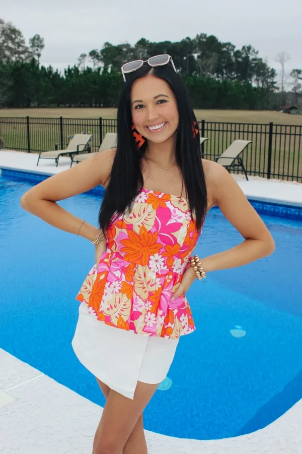 Allie Lynn's Boutique Spring Break Edit<Pink/Orange Floral Printed Top