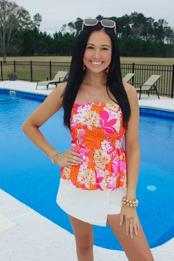 Allie Lynn's Boutique Spring Break Edit<Pink/Orange Floral Printed Top