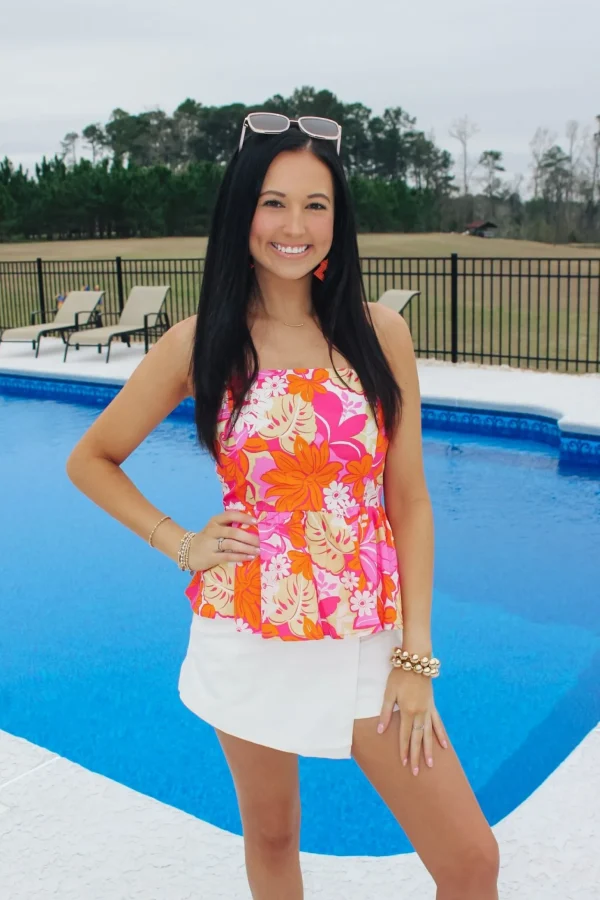 Allie Lynn's Boutique Spring Break Edit<Pink/Orange Floral Printed Top