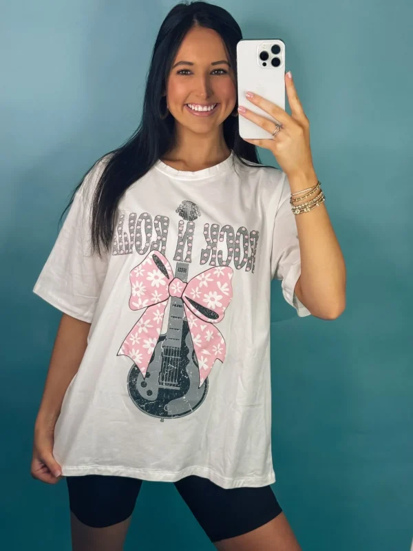 Allie Lynn's Boutique Graphic Tees<Puff Ribbon Rock N Roll Graphic Tee