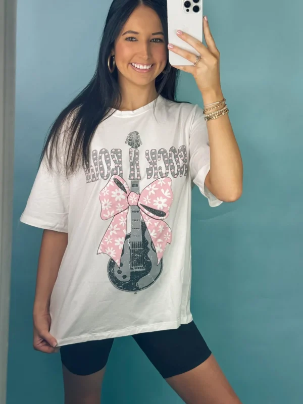 Allie Lynn's Boutique Graphic Tees<Puff Ribbon Rock N Roll Graphic Tee