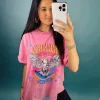 Allie Lynn's Boutique Graphic Tees<Rock N Roll World Tour Vintage Graphic Tee "Bubble Pink"