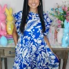 Allie Lynn's Boutique Printed Dresses<Royal Floral Dress