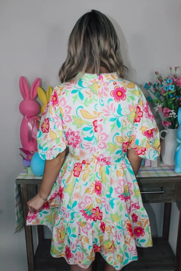 Allie Lynn's Boutique Printed Dresses<Scallop Lace Trim Poplin Dress