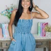 Allie Lynn's Boutique Rompers/Sets<Smocked Denim Romper