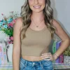 Allie Lynn's Boutique Spring Break Edit<Soft Stretchy Crop Knit Top "Mocha"