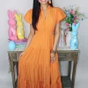 Allie Lynn's Boutique Solid Dresses<Spring Fever Dress "Apricot"