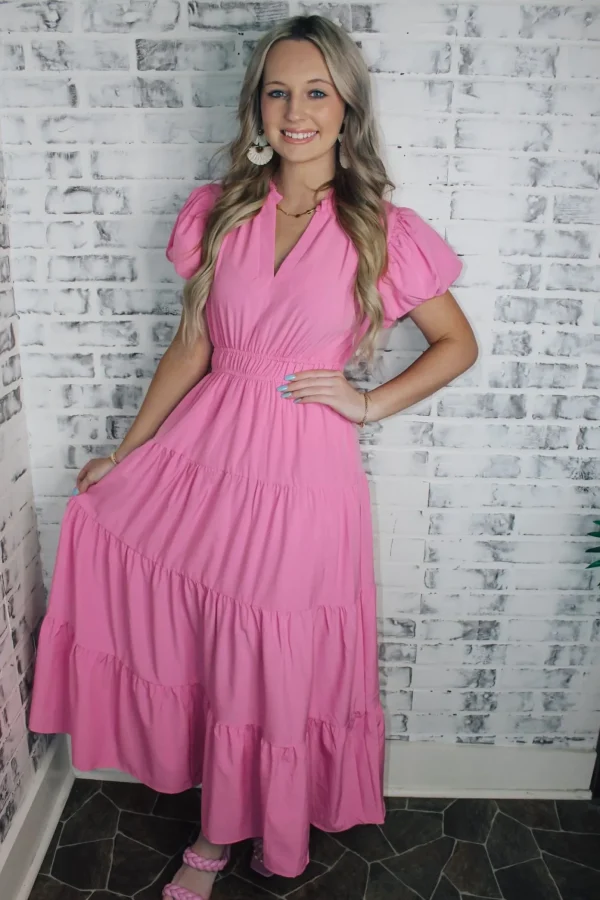 Allie Lynn's Boutique Solid Dresses<Spring Fever Dress "Pink"