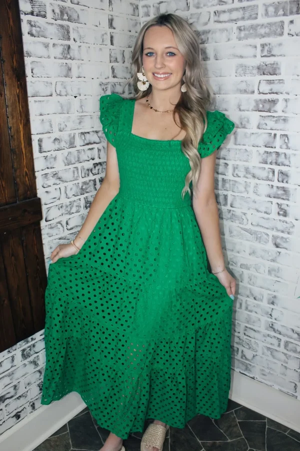 Allie Lynn's Boutique Solid Dresses<Spring Fling Midi Dress "Green"