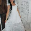 Allie Lynn's Boutique Solid Dresses<Spring Fling Midi Dress "White"