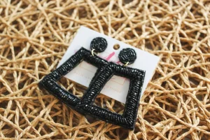 Allie Lynn's Boutique Jewelry<Square Color Pop Earrings "Black"