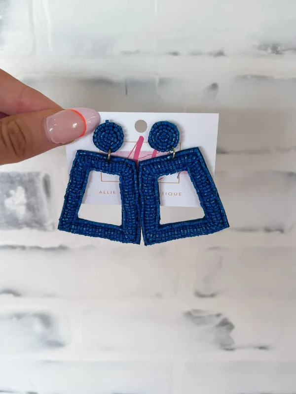 Allie Lynn's Boutique Jewelry<Square Color Pop Earrings "Navy"