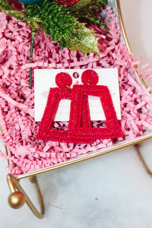 Allie Lynn's Boutique Jewelry<Square Color Pop Earrings "Red"