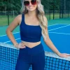 Allie Lynn's Boutique Solid Tops<Square Neck Sports Bra "Navy"